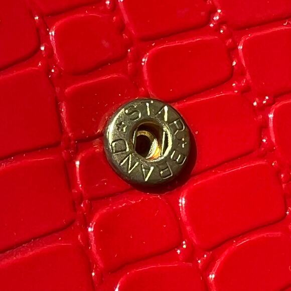 Vintage 80s Red Tan Reptile Embossed Womens Wallet Kisslock and Snap Closure - Picture 10 of 10